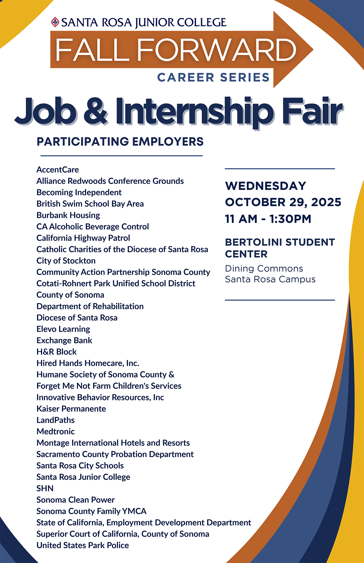 Poster with all Employers Registered for the Job Fair