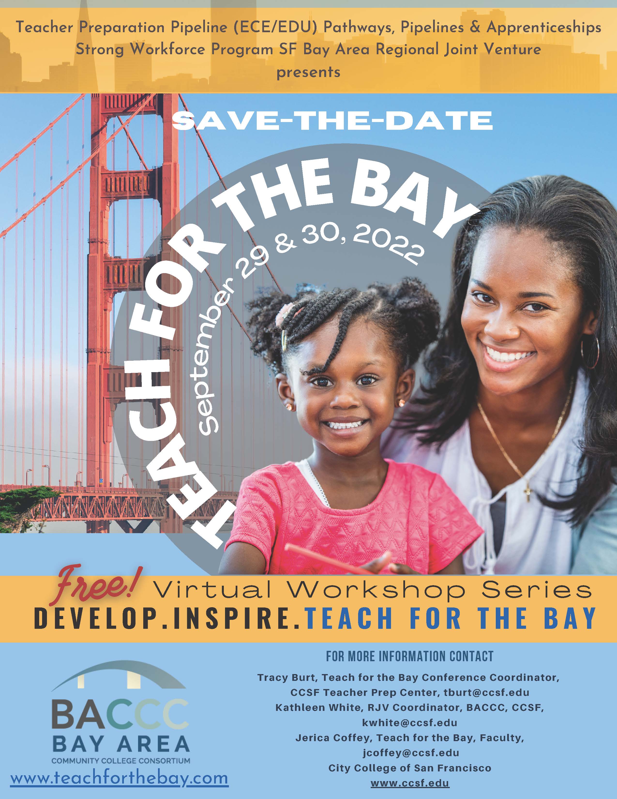 Teach for the Bay Free Virtual Workshop Flyer